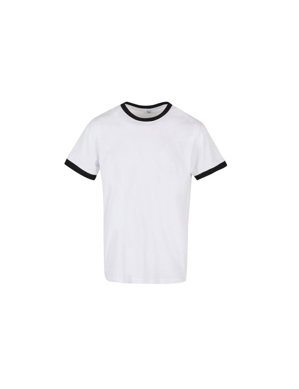 BUILD YOUR BRAND BYB022 - RINGER TEE  Couleurs:Blanc-Noir