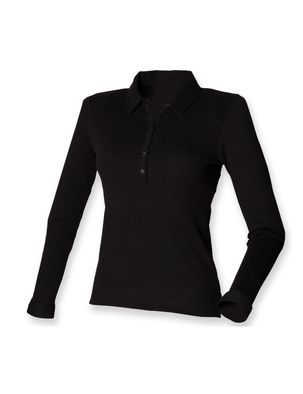 Skinnifit SK044 - Polo femme stretch manches longues  Couleurs:Noir